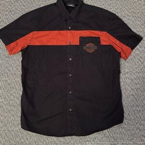 Harley-Davidson Black and Orange Men's Mecano Shirt